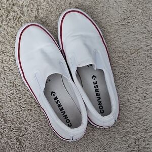 Converse White and Red Slip-On Sneakers